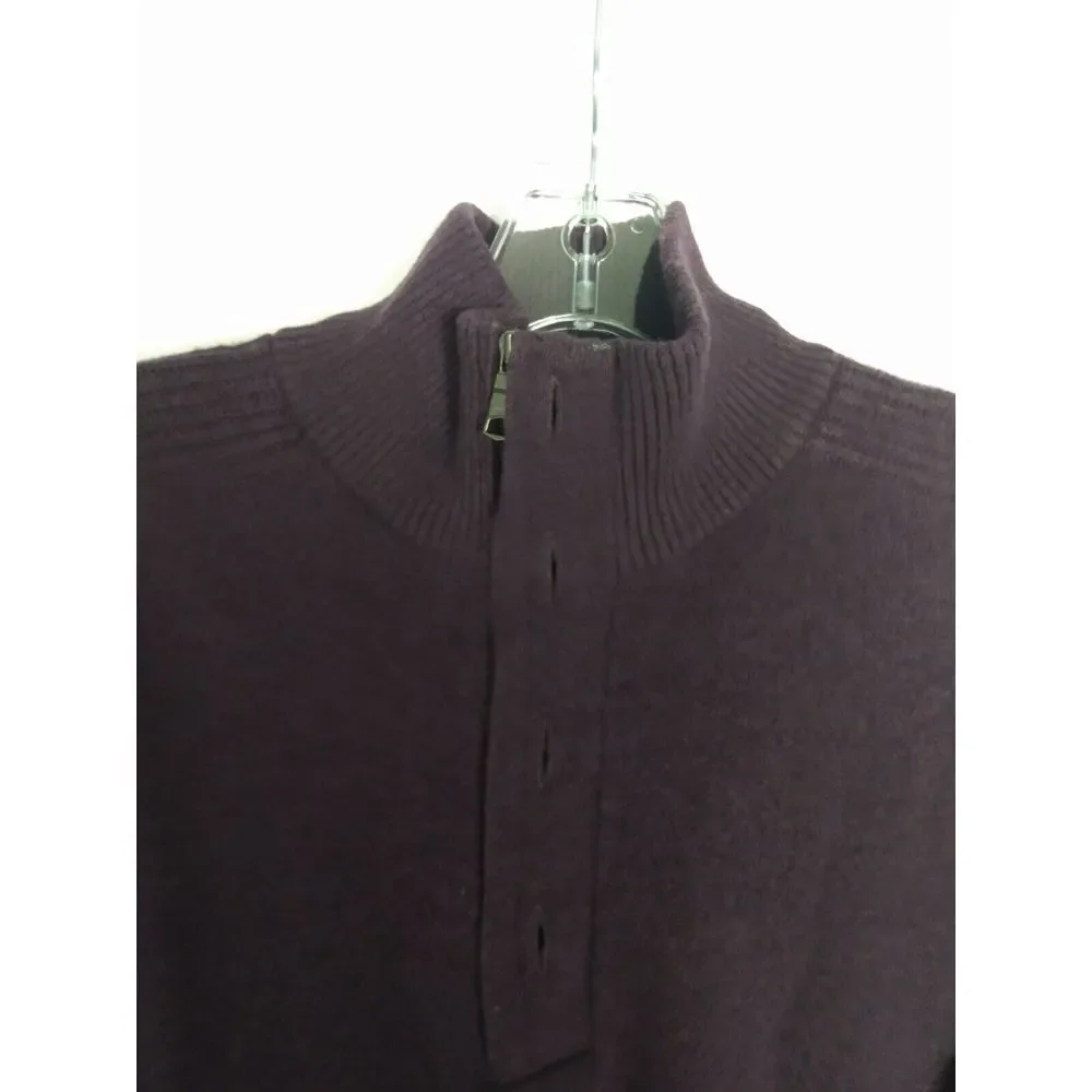 Banana Republic Men's Medium 1/4 Zip Sweater‎ Italian Yarn Wool Blend Purple